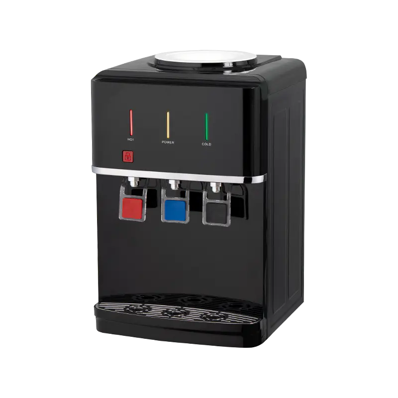 Dispensador de água de mesa preto com três saídas YR-2509T/YLR-2509T